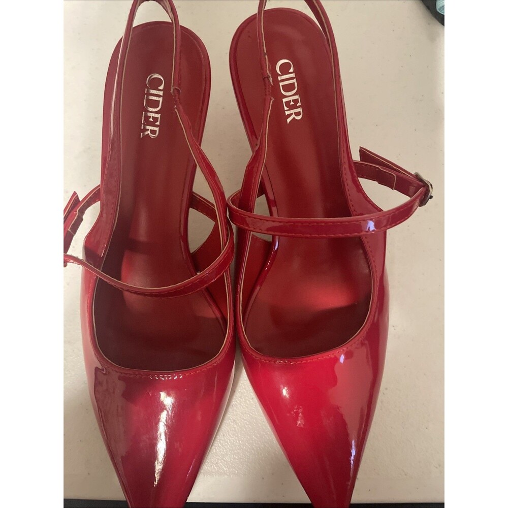 NWT Cider Point Toe Slingback Heels Patent Red Size 36 (US 6) Strappy